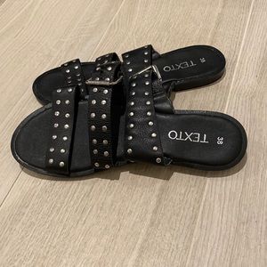 Black Sandals with silver beads